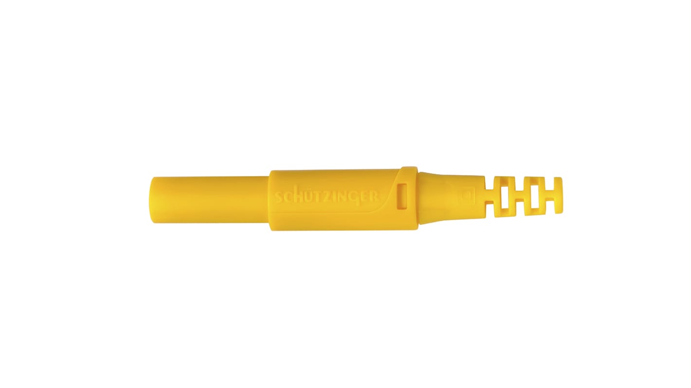 Schutzinger Yellow Male Banana Plug, 4 mm Connector, Screw Termination, 32A, 1000V, Nickel Plating