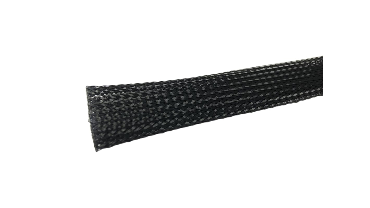 RS PRO Kabelschlauch Schwarz PET für Kabel-Ø 14mm bis 27mm, Länge 10m Umflochtener  Dehnbar