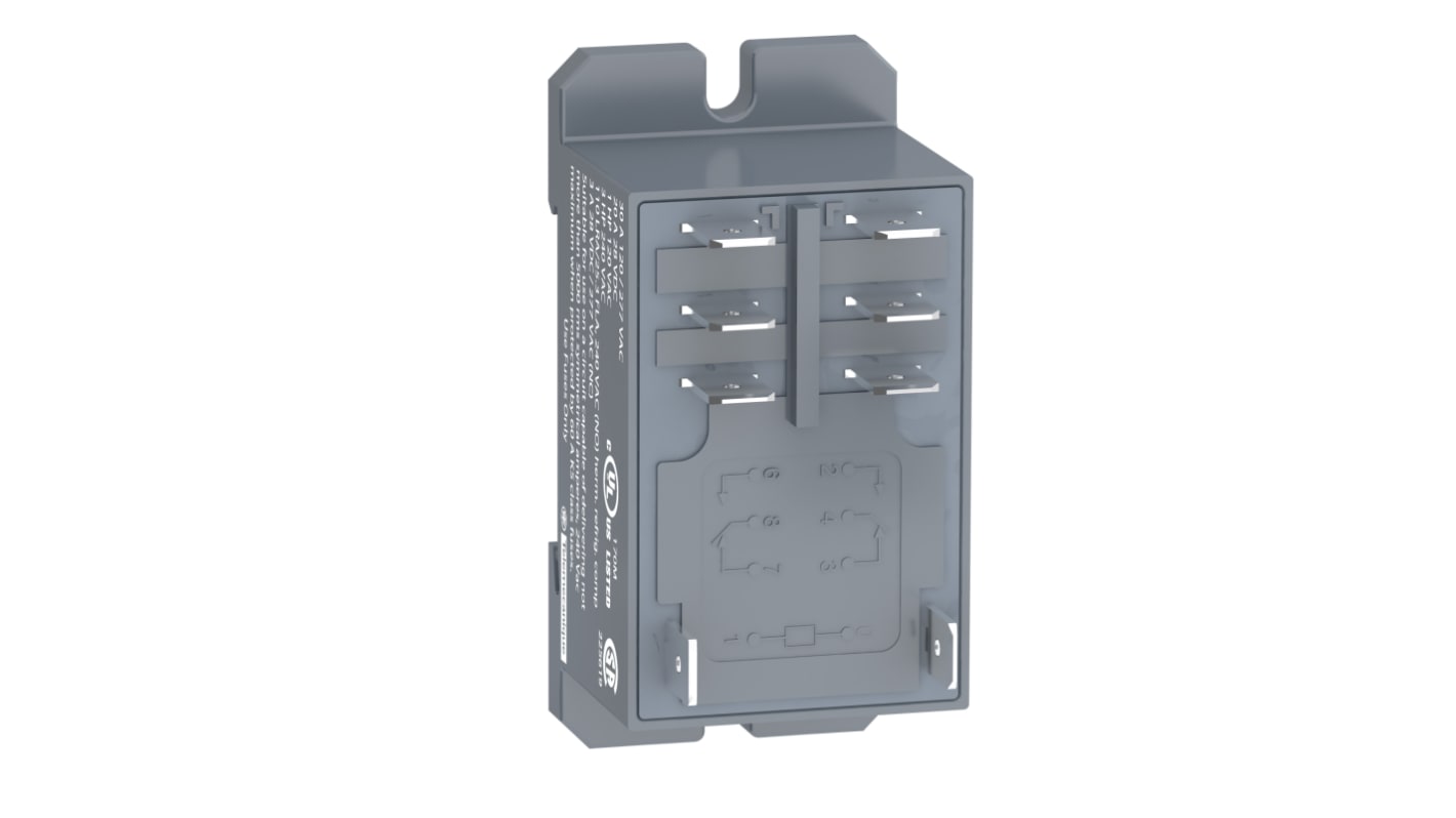 Schneider Electric DIN Rail, Panel Mount Power Relay, 12V dc Coil, 25 A @ 28 V dc, 30 A @ 250 V ac Switching Current,