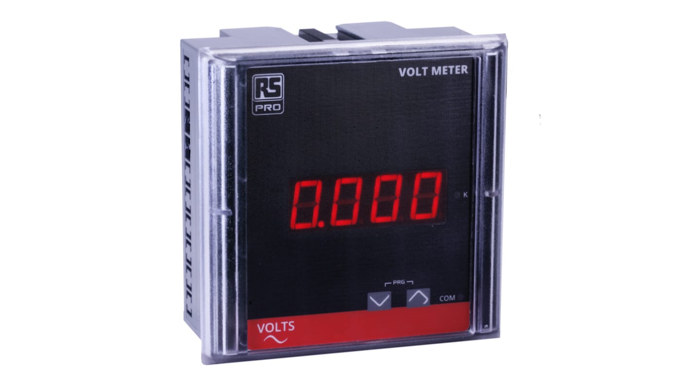 RS PRO Digital Voltmeter, Digital Display 4-Digits Class 1.0, 90 x 90 x 55 mm