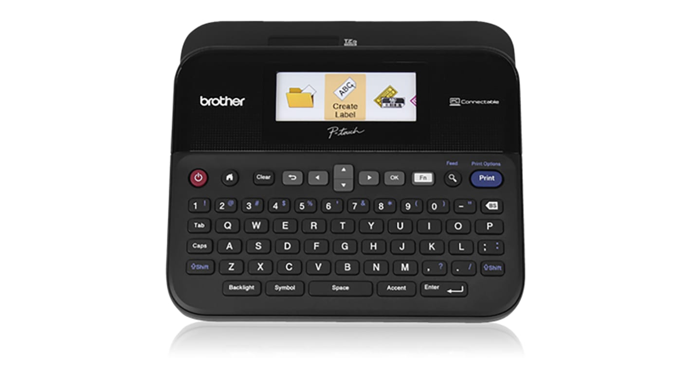 Impresora de etiquetas de mano Brother PT-D600VP, teclado QWERTZ, conectividad USB