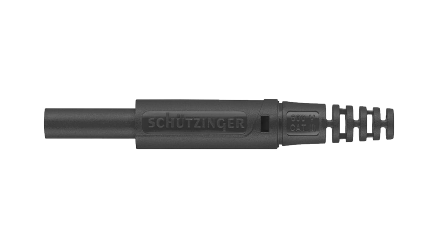 Schutzinger Black Male Banana Connector, 10A, 600V