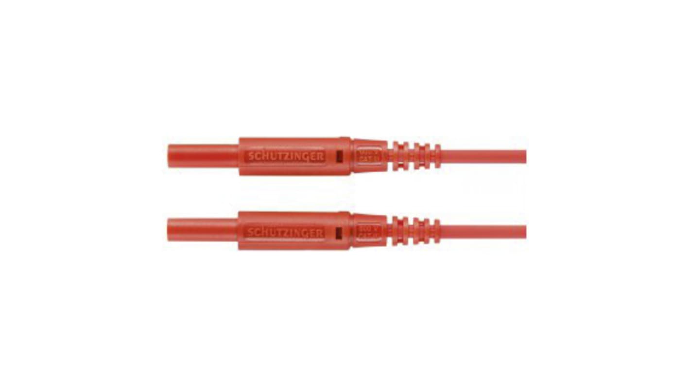 Schutzinger 2 mm Connector Test Lead, 10A, 600V, Red, 500mm Lead Length