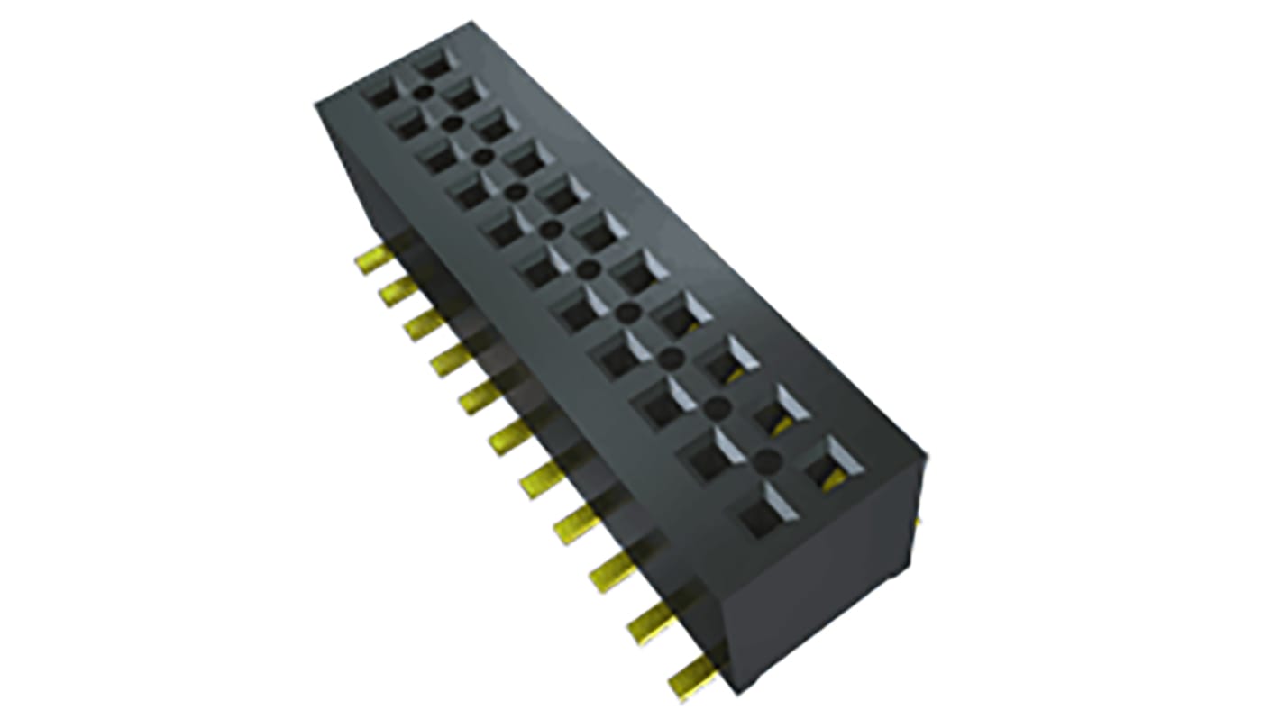 Samtec MLE Series Right Angle Surface Mount PCB Socket, 20-Contact, 2-Row, 1mm Pitch, Solder Termination