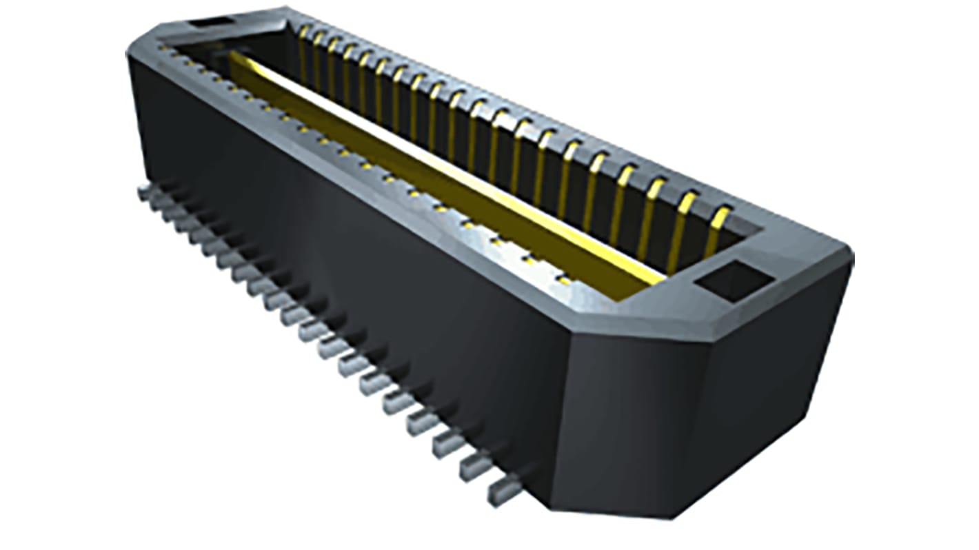 Samtec QTE Series Right Angle Surface Mount PCB Header, 28 Contact(s), 0.8mm Pitch, 2 Row(s), Shrouded