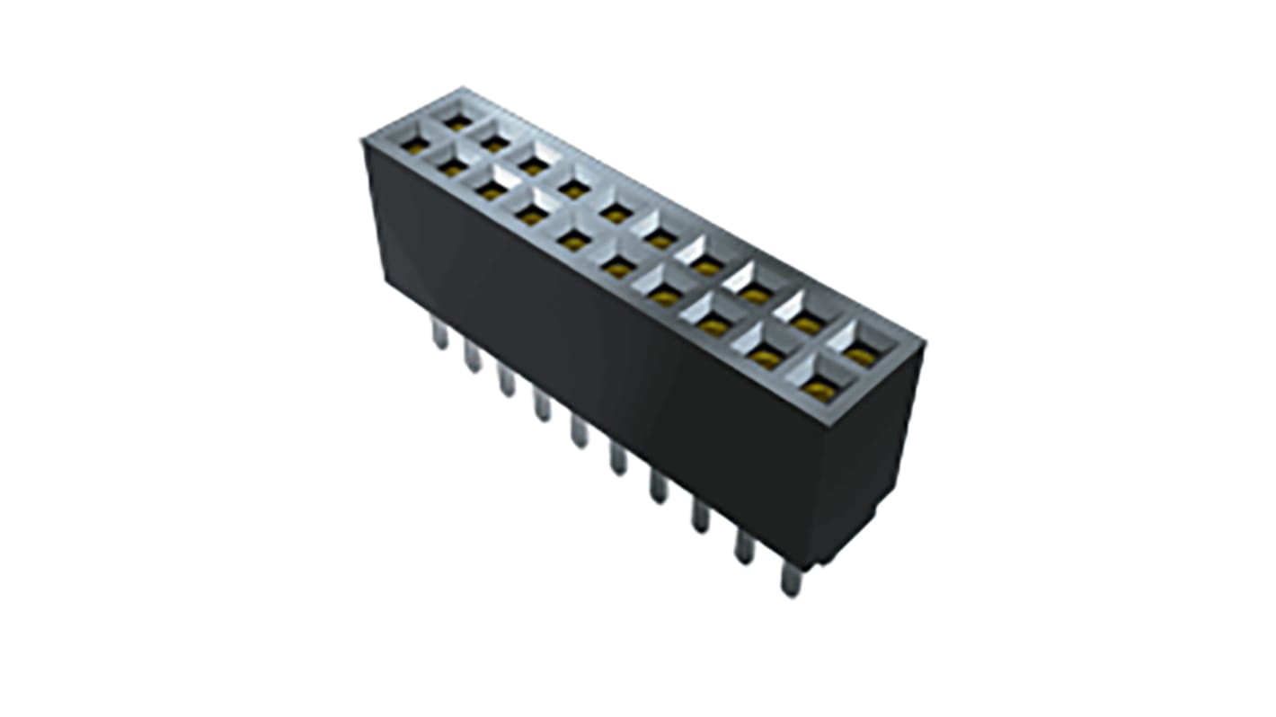 Conector hembra para PCB Samtec serie SFMC, de 10 vías en 2 filas, paso 1.27mm, 220 V, 310 V., 2.9A, Montaje en