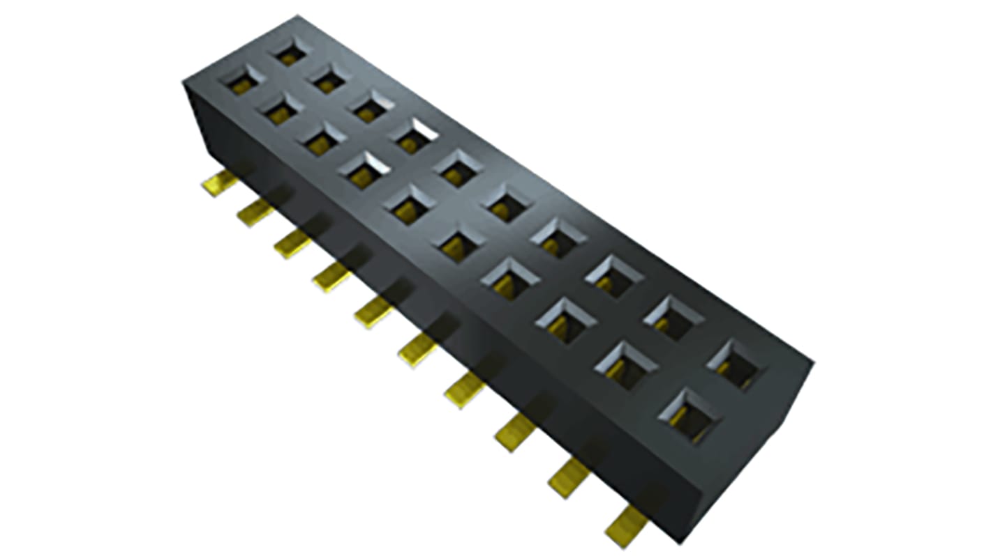 Conector hembra para PCB Ángulo de 90° Samtec serie CLP, de 12 vías en 2 filas, paso 1.27mm, 280 V , 395 V., 3.4A,