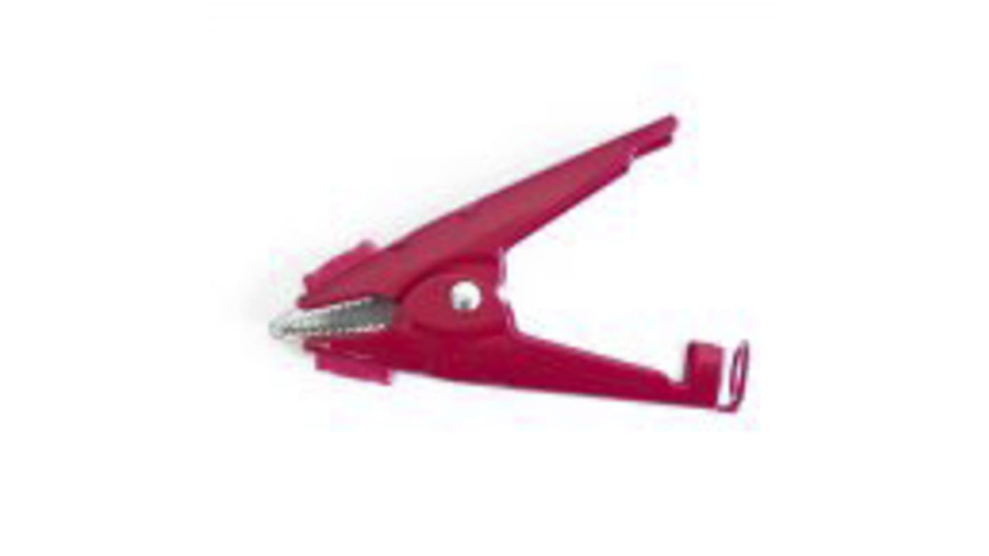 Clip a coccodrillo Mueller Electric, 100A, apertura 51mm, isolato, col. Rosso