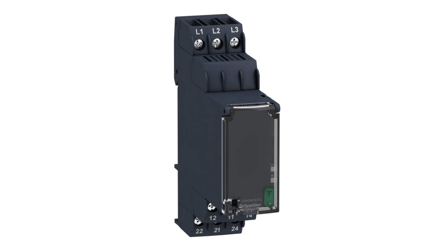 Schneider Electric Phase Monitoring Relay, 3 Phase, DPDT, <100V ac, DIN Rail