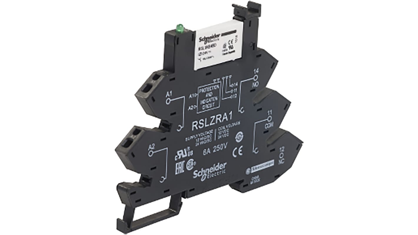 Relé modular sin enclavamiento Schneider Electric RSL de 1 polo, SPDT, bobina 24V ac/dc, 6A