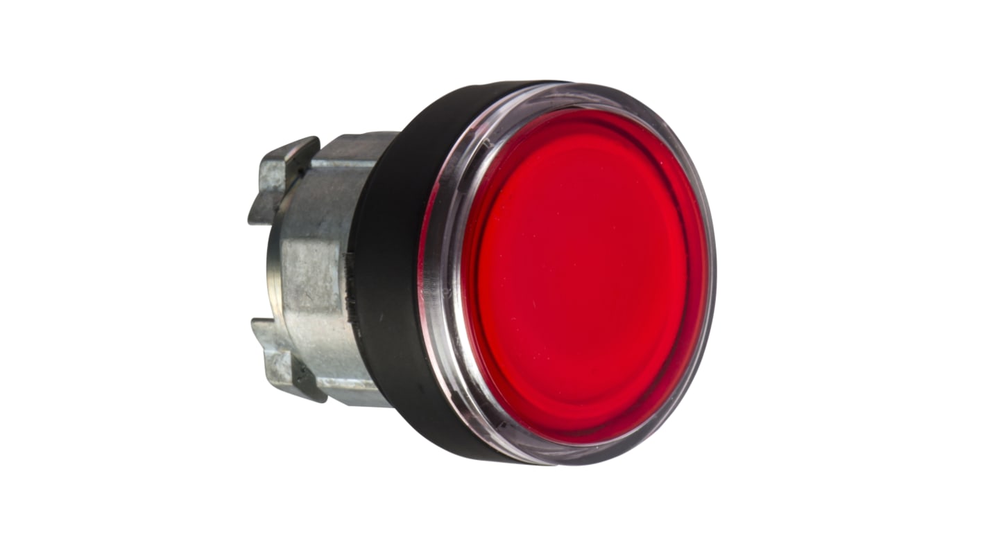 Cabezal de pulsador Schneider Electric serie Harmony XB4, Ø 22mm, de color Rojo, Redondo, Momentáneo, IP66, IP67, IP69K