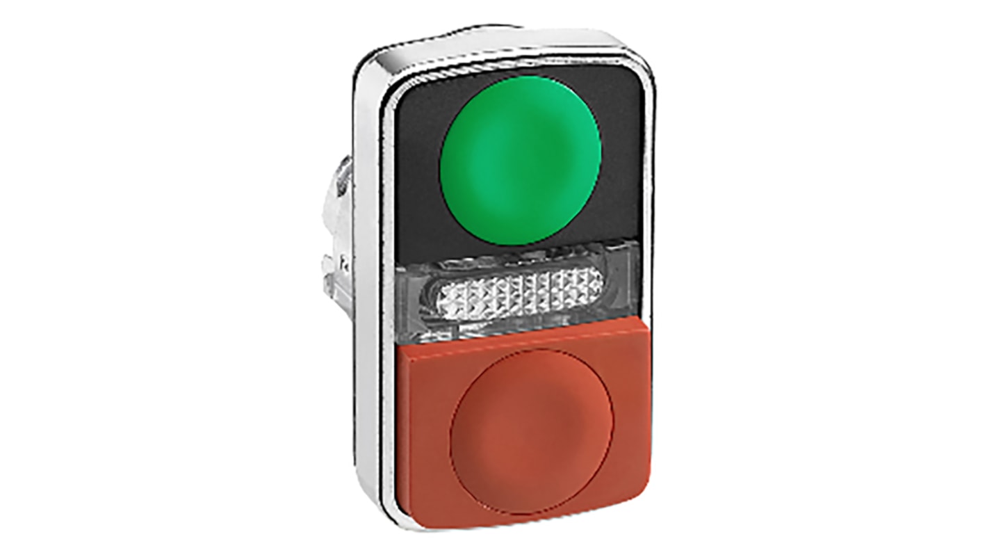 Tête de bouton poussoir Schneider Electric, Harmony XB4 Vert, Rouge, Ø découpe 22mm, Momentané