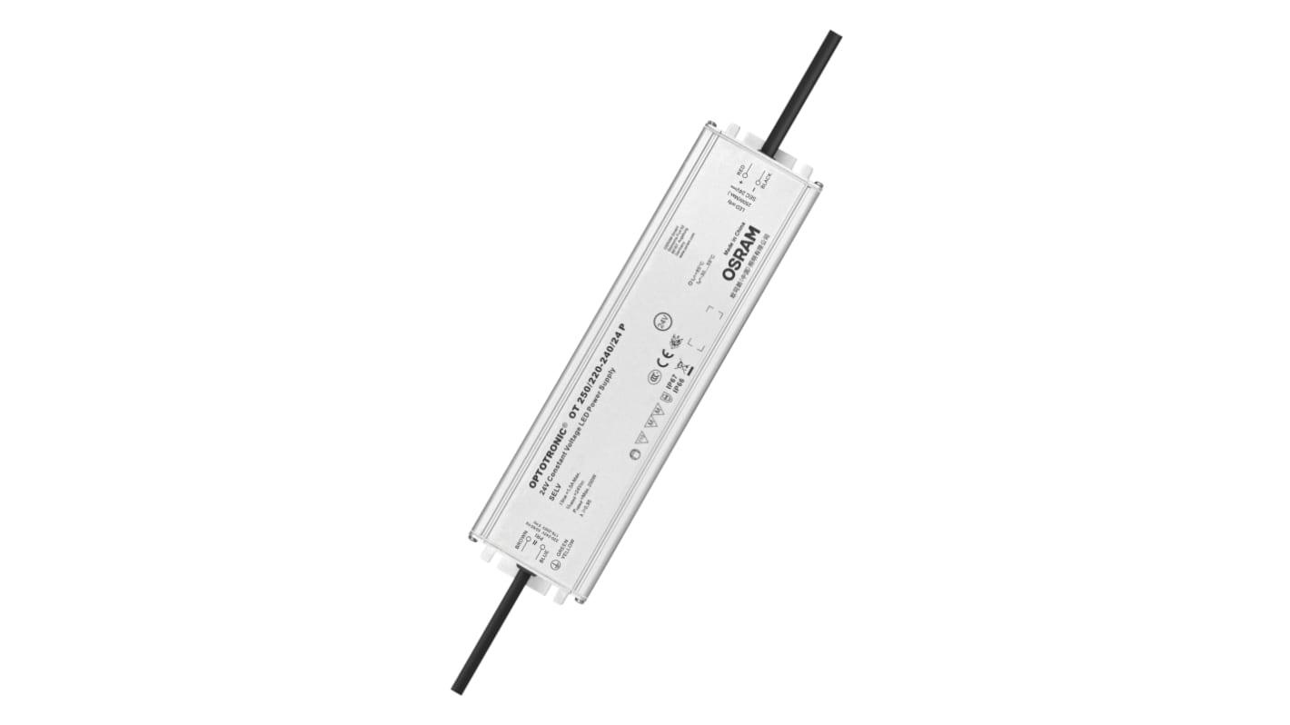 Driver LED tensión constante Osram CV de salidas, IN: 176 → 250 V dc, 198 → 264 V ac, OUT: 24.2V, 250W,