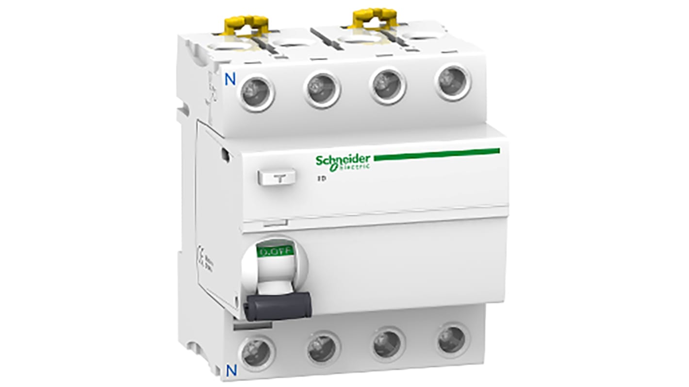 Schneider Electric RCBO, 100A Current Rating, 4P Poles, 300mA Trip Sensitivity, Acti 9 Range