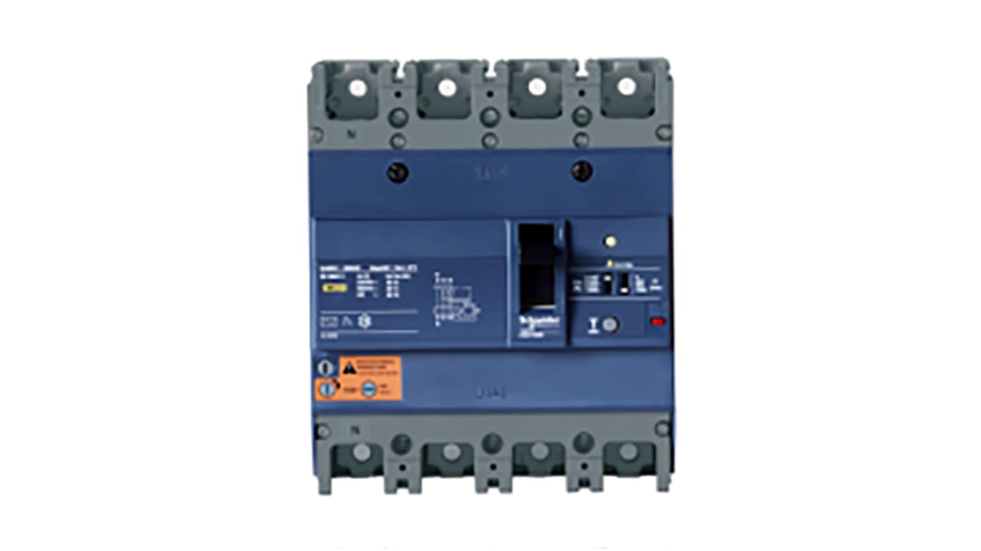 Schneider Electric RCBO, 63A Current Rating, 4P Poles, Type D, EZD Range