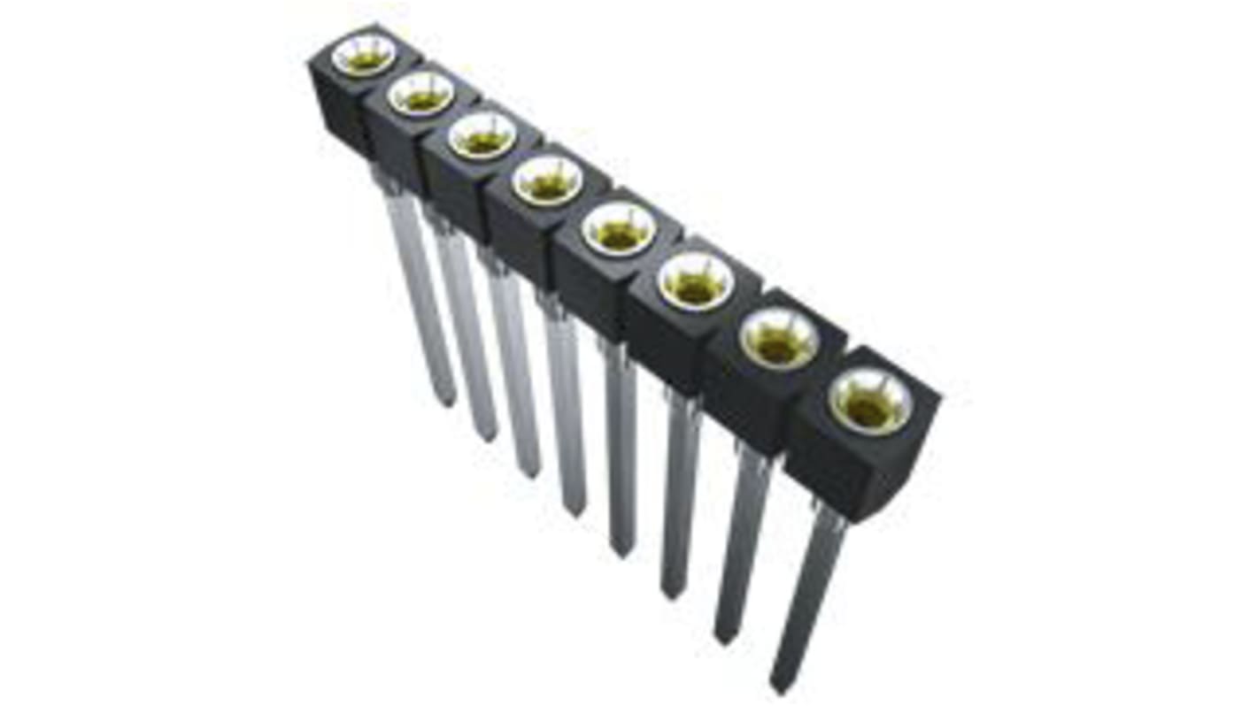 Samtec SS Series Straight Through Hole Mount PCB Socket, 4-Contact, 1-Row, 2.54mm Pitch, Solder Termination