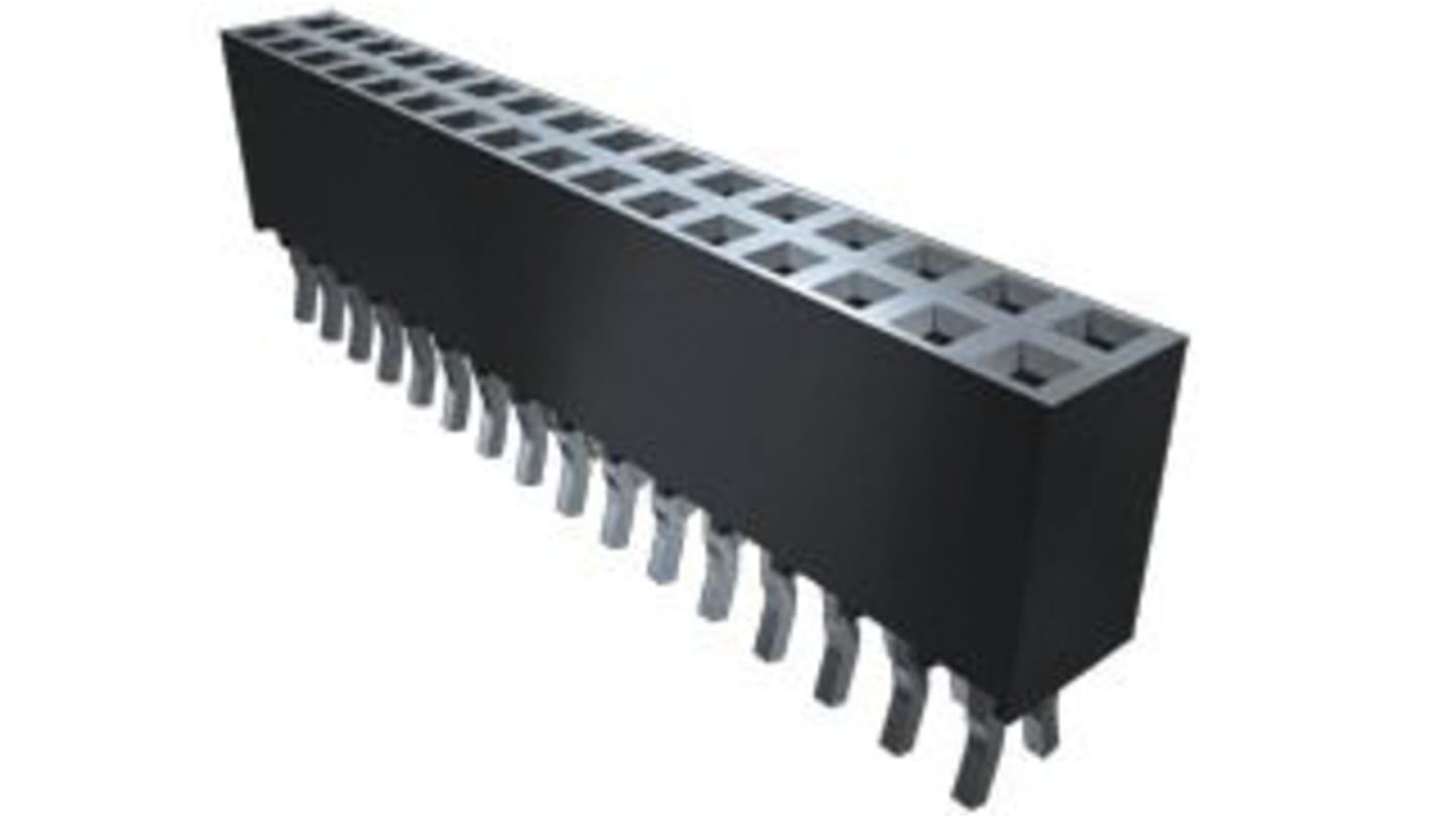 Samtec SSQ Series Straight Through Hole Mount PCB Socket, 10-Contact, 2-Row, 2.54mm Pitch, Solder Termination