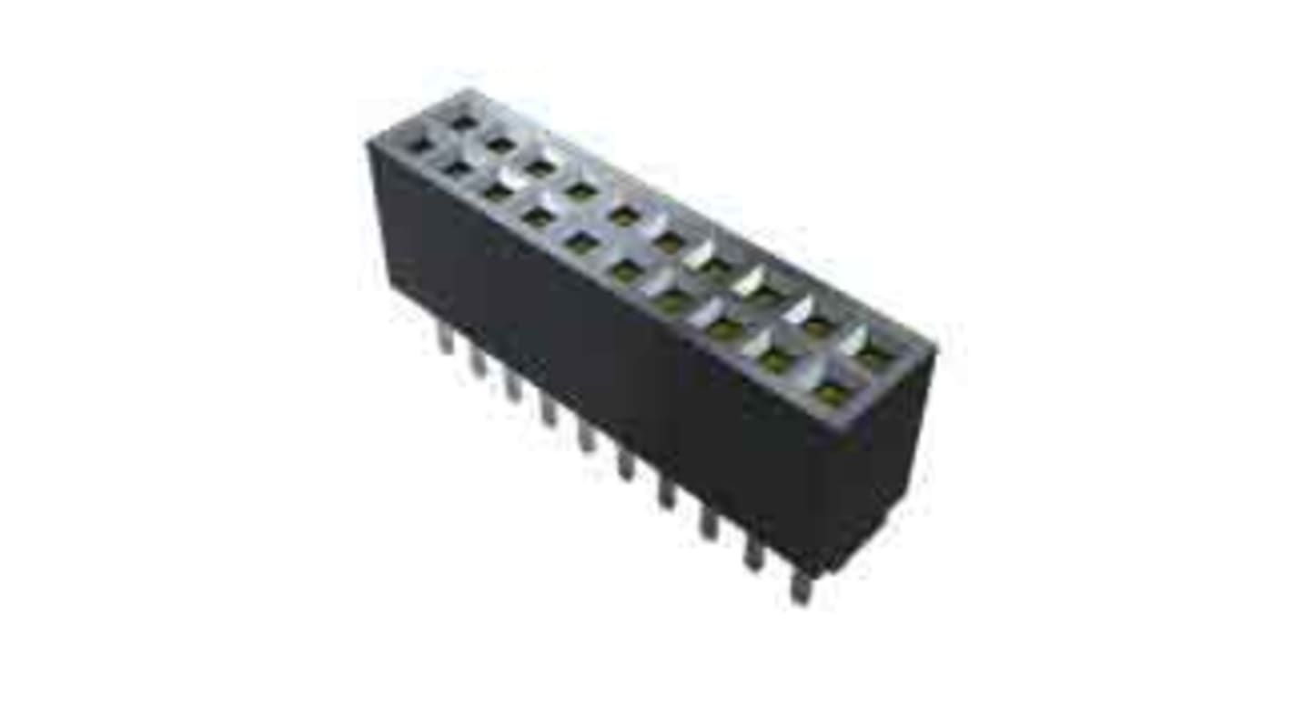 Samtec SFMC Series Straight Through Hole Mount PCB Socket, 6-Contact, 2-Row, 1.27mm Pitch, Solder Termination