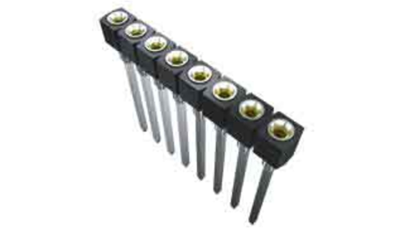 Samtec SS Series Straight Through Hole Mount PCB Socket, 2-Contact, 1-Row, 2.54mm Pitch, Solder Termination