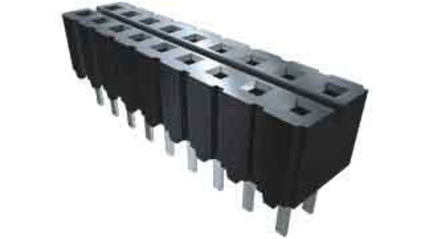 Samtec CES Series Straight Through Hole Mount PCB Socket, 10-Contact, 1-Row, 2.54mm Pitch, Solder Termination