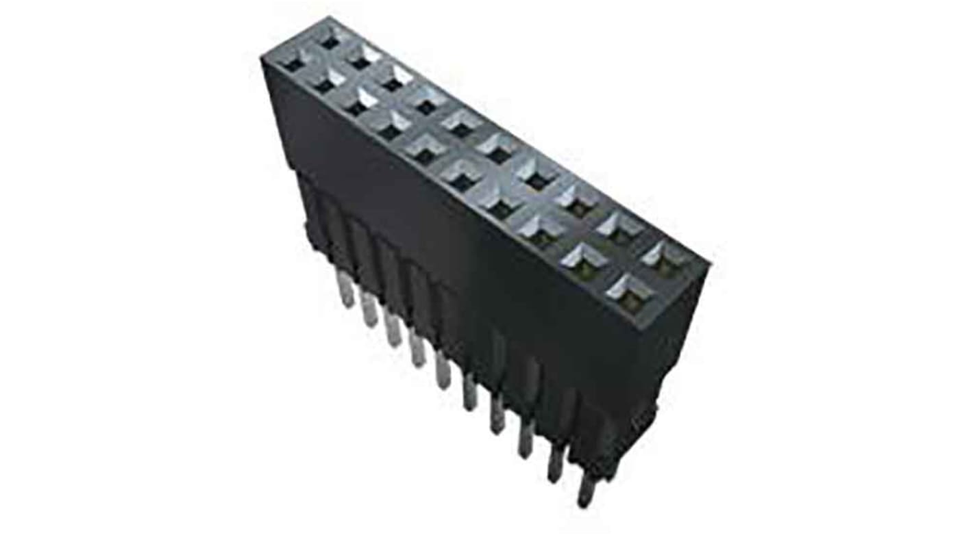 Conector hembra para PCB Samtec serie ESQ, de 20 vías en 2 filas, paso 2.54mm, 225 V., 12A, Montaje en orificio