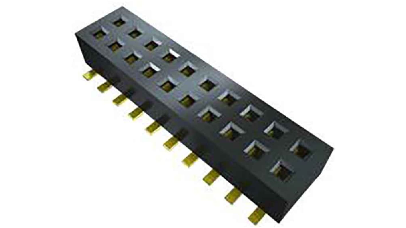 Conector hembra para PCB Samtec serie CLP, de 10 vías en 2 filas, paso 1.27mm, 280 V , 395 V., 3.4A, Montaje