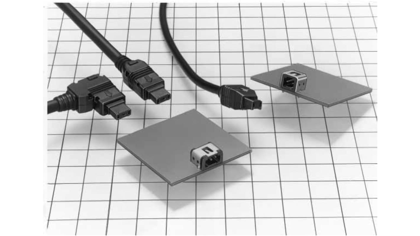 Hirose RP34L Stecker Leistungssteckverbinder, Stecker, 3P, Kabel ø 4mm, Kabelmontage, Crimp, 5A, 30 V ac, 42 V dc