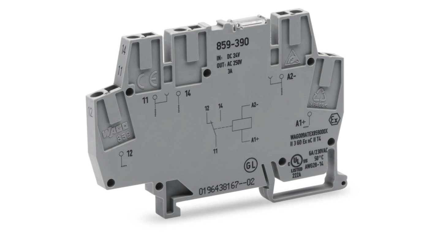 Wago 859 Interface Relais / 24V dc 24V dc, 1-poliger Wechsler DIN-Schienen 250V ac