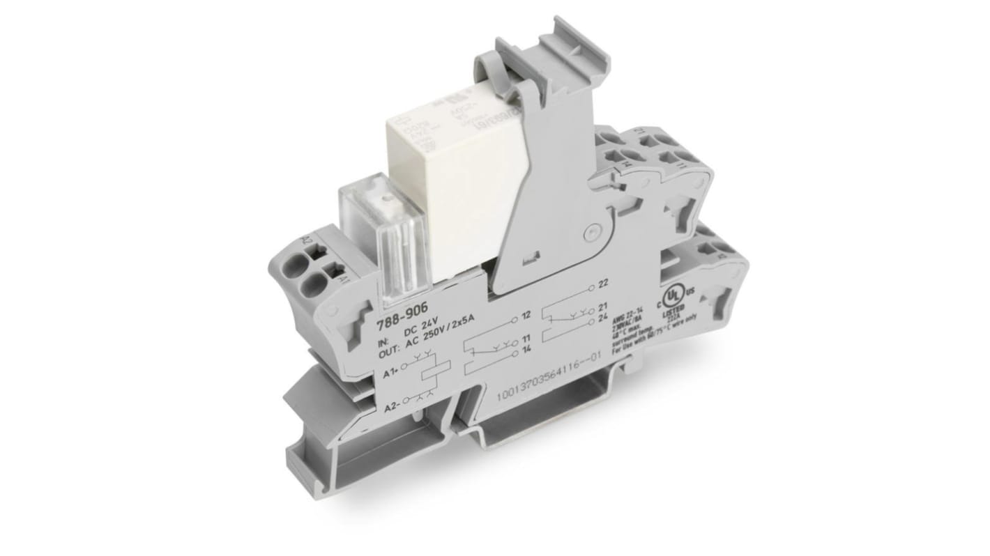 Relé de seguridad Wago 788, 24V dc, 30mA, para carril DIN