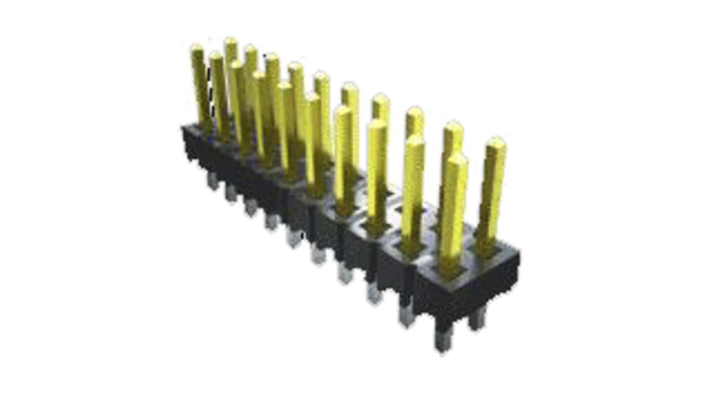 Samtec TSW Series Right Angle Through Hole Pin Header, 9 Contact(s), 2.54mm Pitch, 3 Row(s), Unshrouded