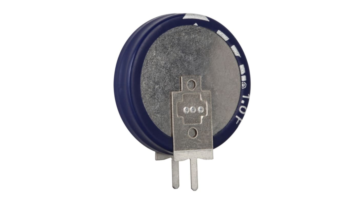 Supercondensador Eaton, 1F, -20 → +80%, 5.5V dc, Montaje en orificio pasante, 30Ω