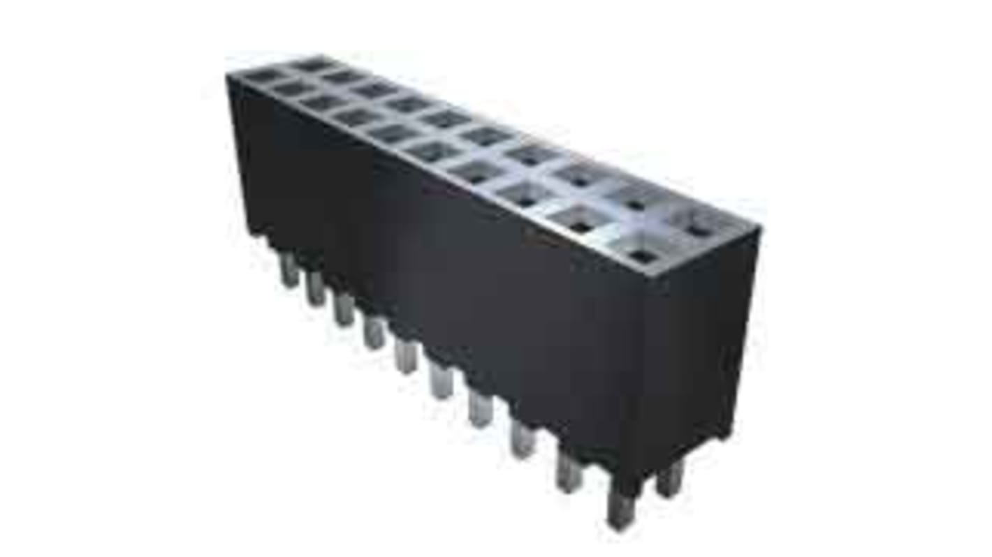 Samtec SQT Series Straight Through Hole Mount PCB Socket, 14-Contact, 2-Row, 2mm Pitch, Solder Termination