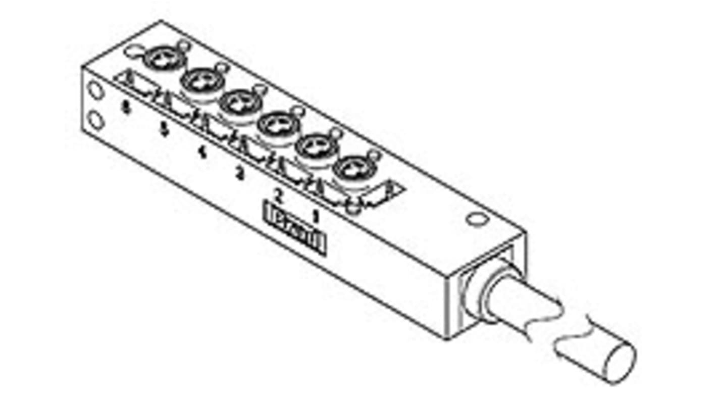 Molex 120247 Series Sensor Box, M8, 10m cable, 3 way, 6 port