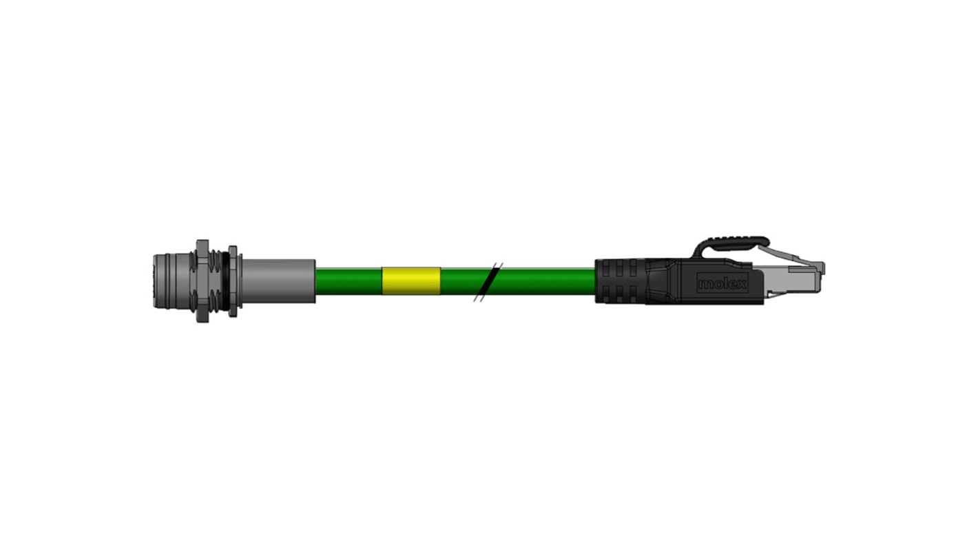 Molex Ethernetkabel Cat.5e, 2m Patchkabel, A M12, B RJ45