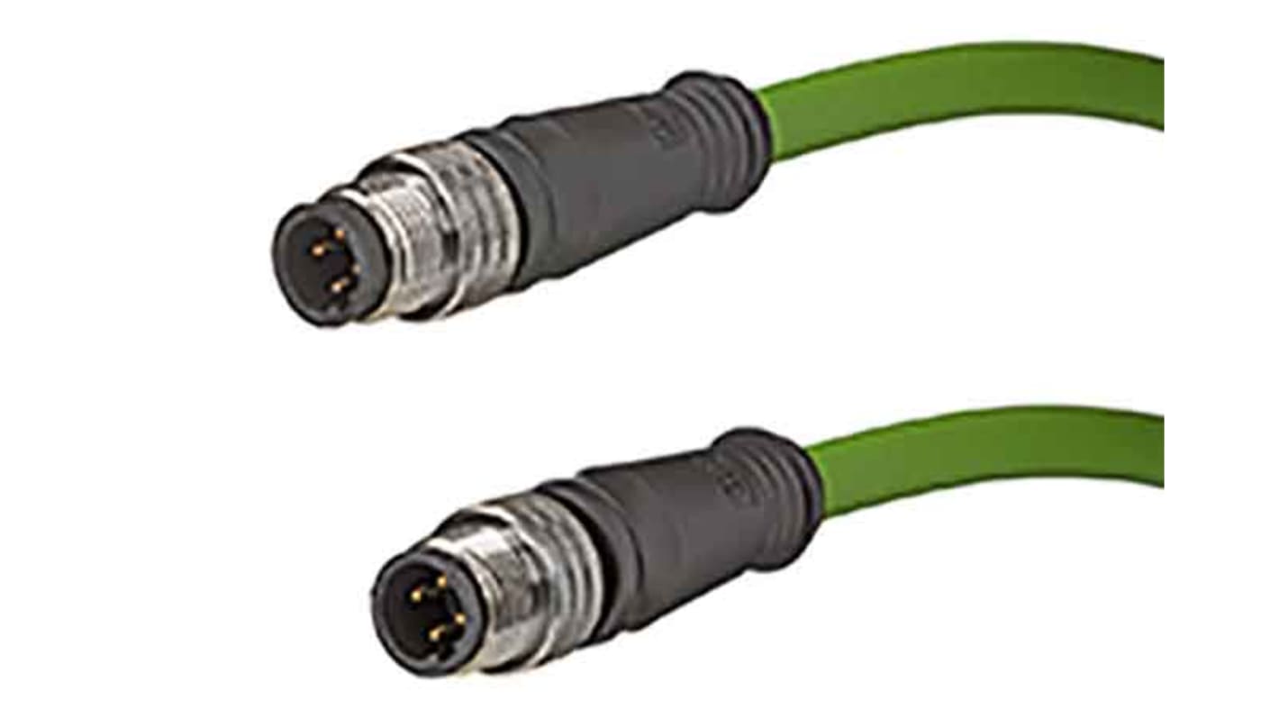 Cable de conexión Molex, con. A M12 Macho, 4 polos, con. B M12 Macho, 4 polos, cod.: D, long. 5m, 30 V, 1,5 A, IP67