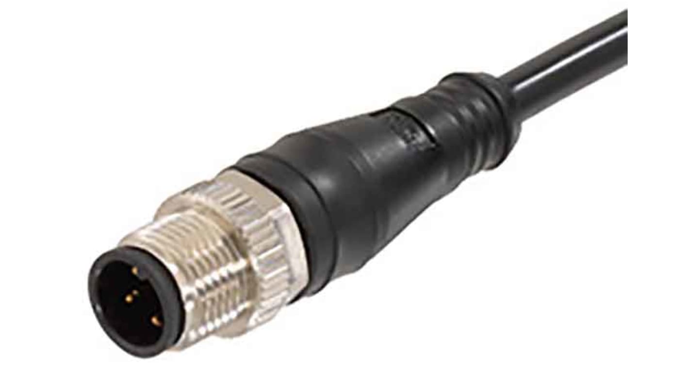 Cable de conexión Molex, con. A M12 Macho, 4 polos, con. B Sin terminación, cod.: A, long. 2m, 250 V, 4,0 A., IP67