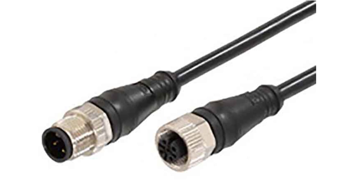 Cable de conexión Molex, con. A M12 Hembra, 5 polos, con. B M12 Macho, 5 polos, cod.: A, long. 3m, 60 V, 4,0 A., IP67