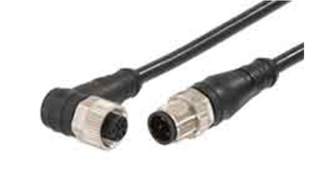 Cable de conexión Molex, con. A M12 Hembra, 5 polos, con. B M12 Macho, 5 polos, cod.: A, long. 600mm, 60 V, 4,0 A.,