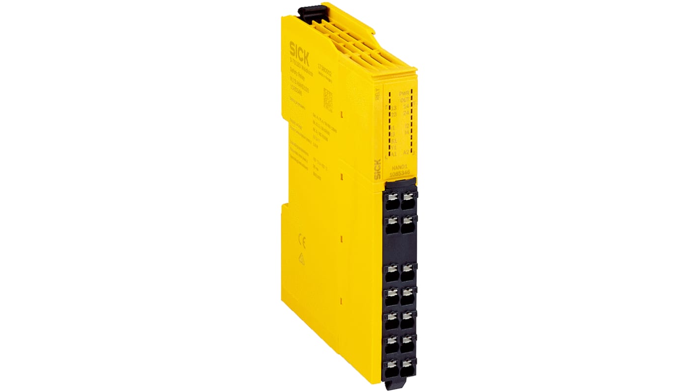 Relé de seguridad Sick RLY3 de 2 canales, para Interruptor de seguridad, 30V dc, cat. seg. ISO 13849-1 4