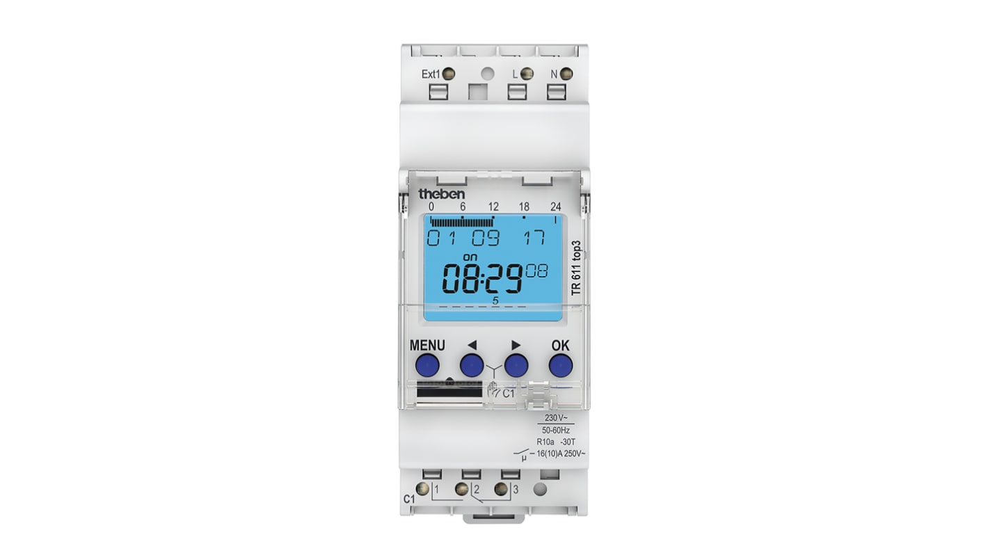 Theben Digital DIN Rail Time Switch 230 V ac, 1-Channel
