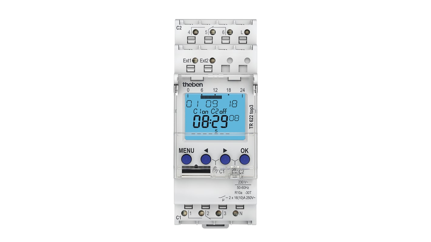 Theben Digital DIN Rail Time Switch 230 V ac, 2-Channel