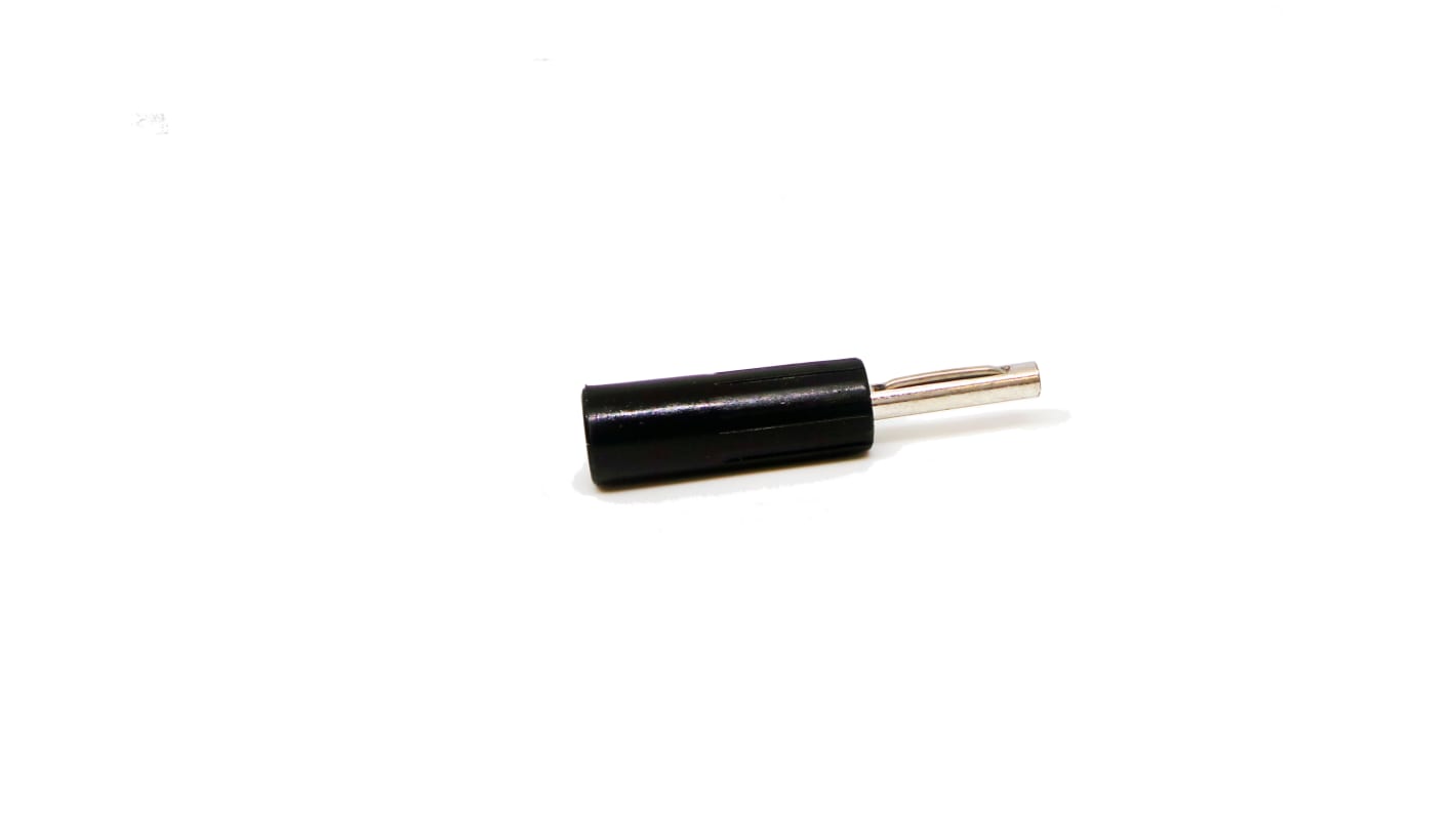 RS PRO Black Male Banana Connectors, 4 mm Connector, Crimp, Screw, Solder Termination, 16A, 50V, Nickel Plating