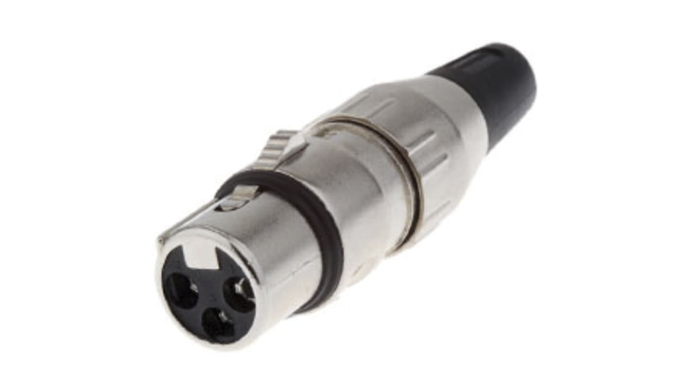 Conector XLR Hembra de 3 pines Deltron, contactos de Bronce Fosforado revestidos de Oro, 15A, Montaje de Cable