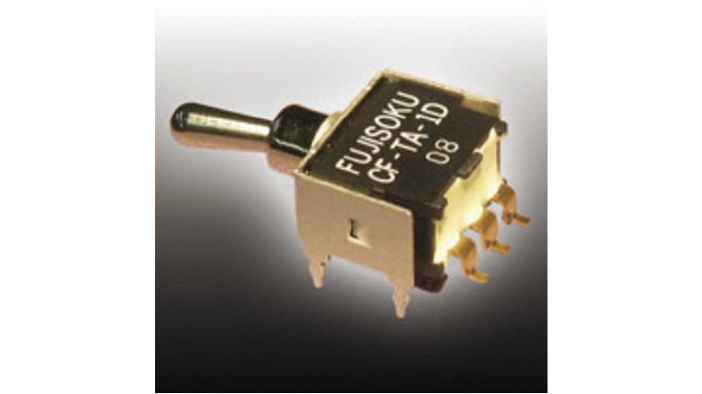 Copal Electronics Toggle Switch, PCB Mount, (On)-Off-(On), SPDT, Gull Wing Terminal, 48V ac/dc