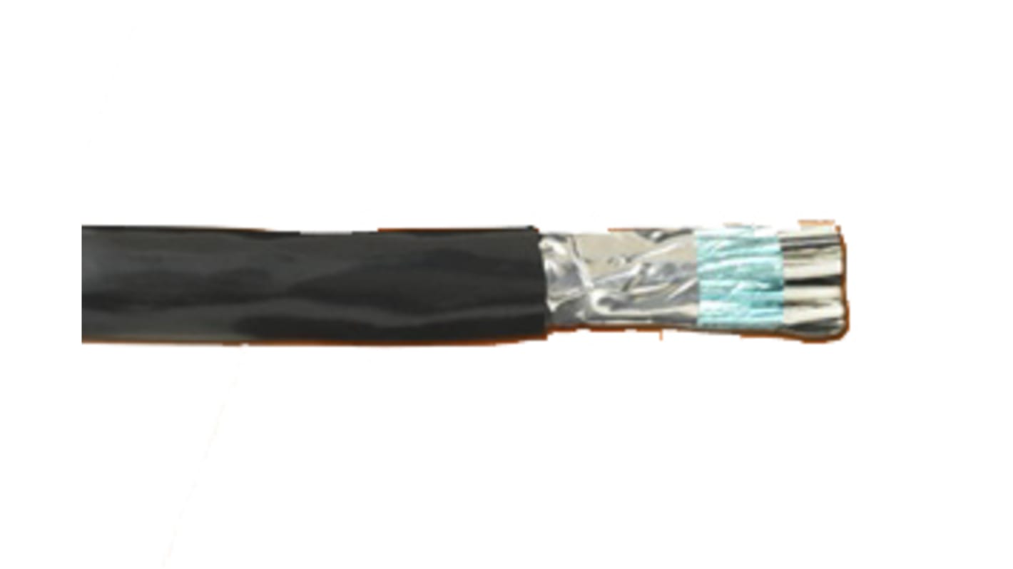 Alpha Wire Control Cable, 6 Cores, 0.09 mm², Screened, 305m, Black PVC Sheath, 28 AWG