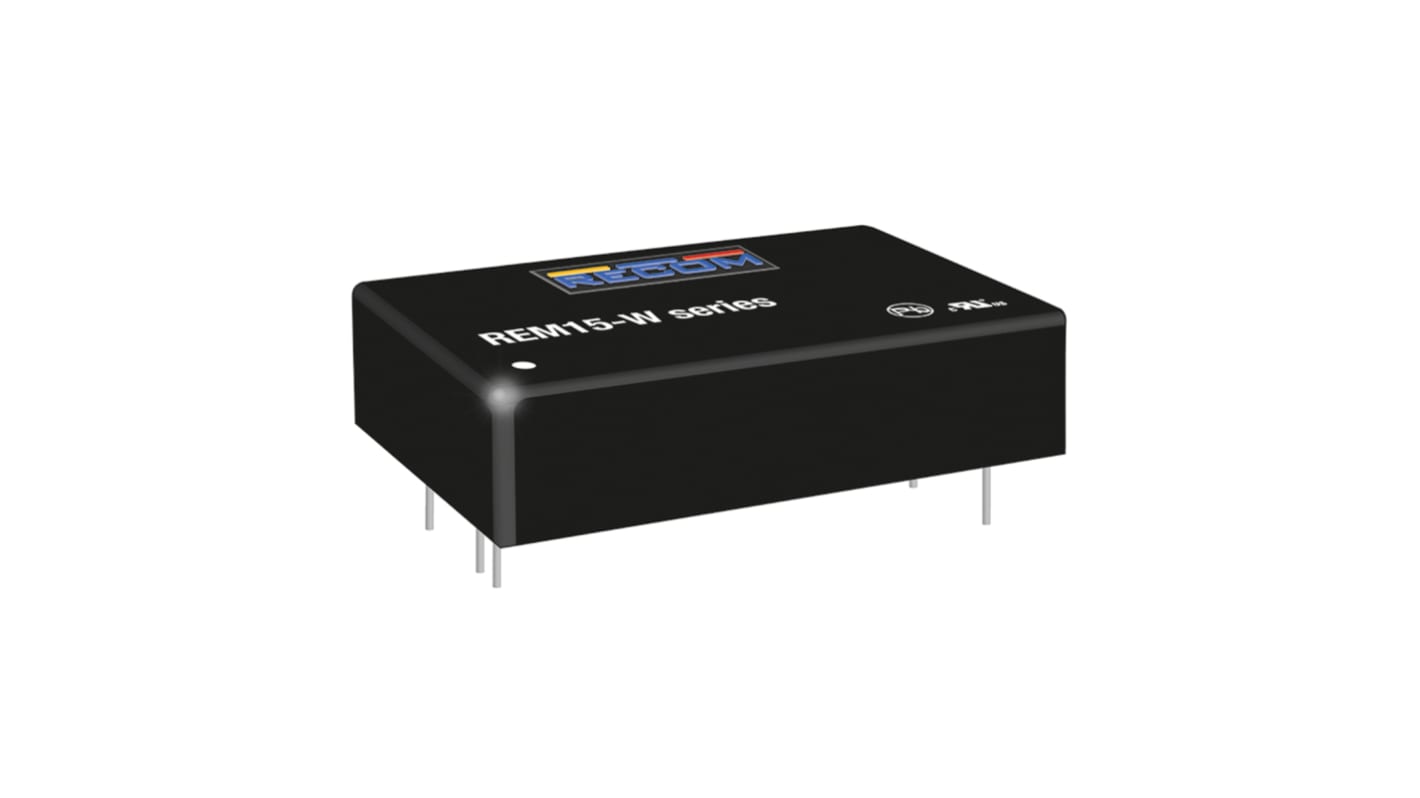 Recom REM15-W DC-DC Converter, 5V dc/ 3A Output, 9 → 36 V dc Input, 15W, Through Hole, +105°C Max Temp -40°C Min