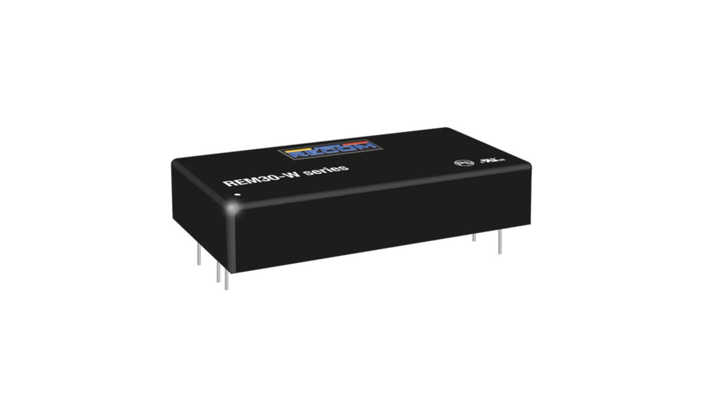 Recom REM30-W DC-DC Converter, 12V dc/ 2.5A Output, 9 → 36 V dc Input, 30W, Through Hole, +105°C Max Temp -40°C