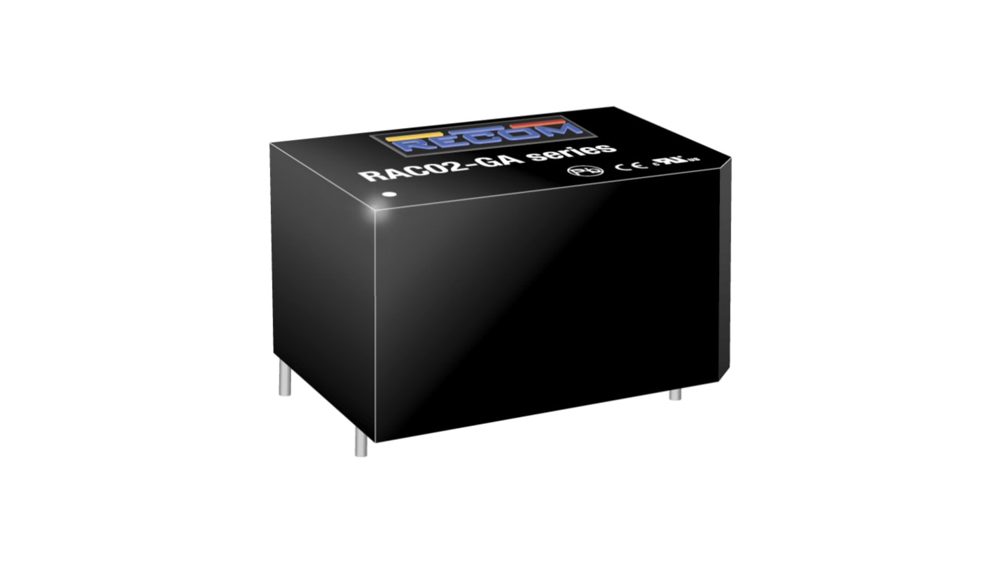 Recom Switching Power Supply, RAC02-15SGA, 15V dc, 140mA, 2W, 1 Output, 85 → 264V ac Input Voltage