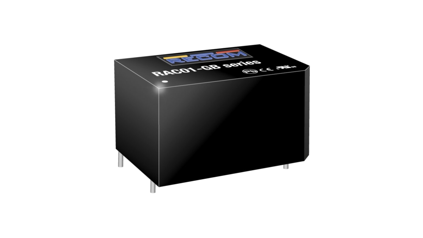 Alimentatore switching Recom RAC01-3.3SGB, 1W, ingresso 85 → 264V ca, uscita 3.3V cc, 303mA RAC01-GB