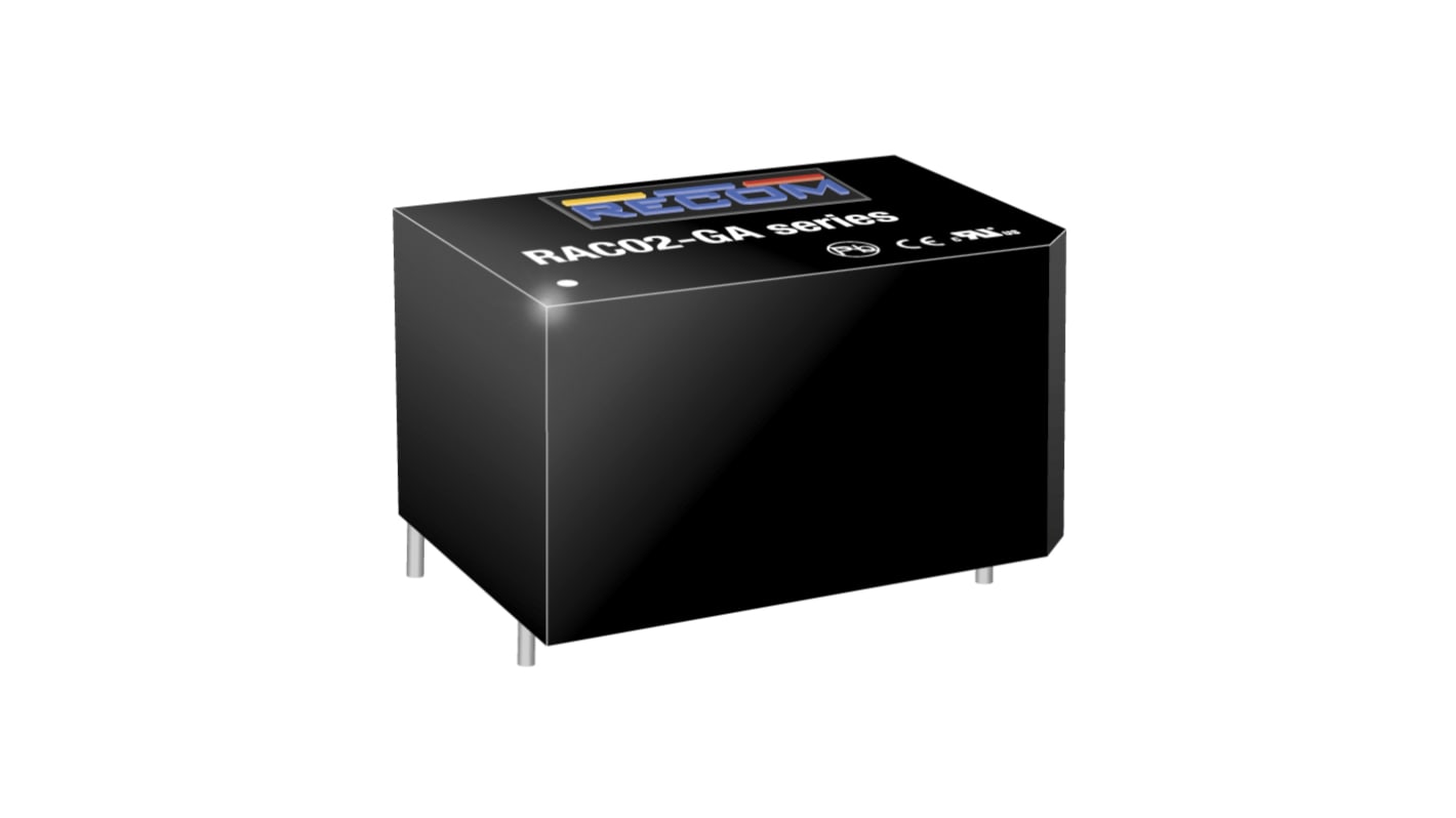 Recom Switching Power Supply, RAC02-3.3SGA, 3.3V dc, 500mA, 2W, 1 Output, 85 → 264V ac Input Voltage